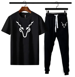 Black Summer Printed Tracksuit For Men & Boy